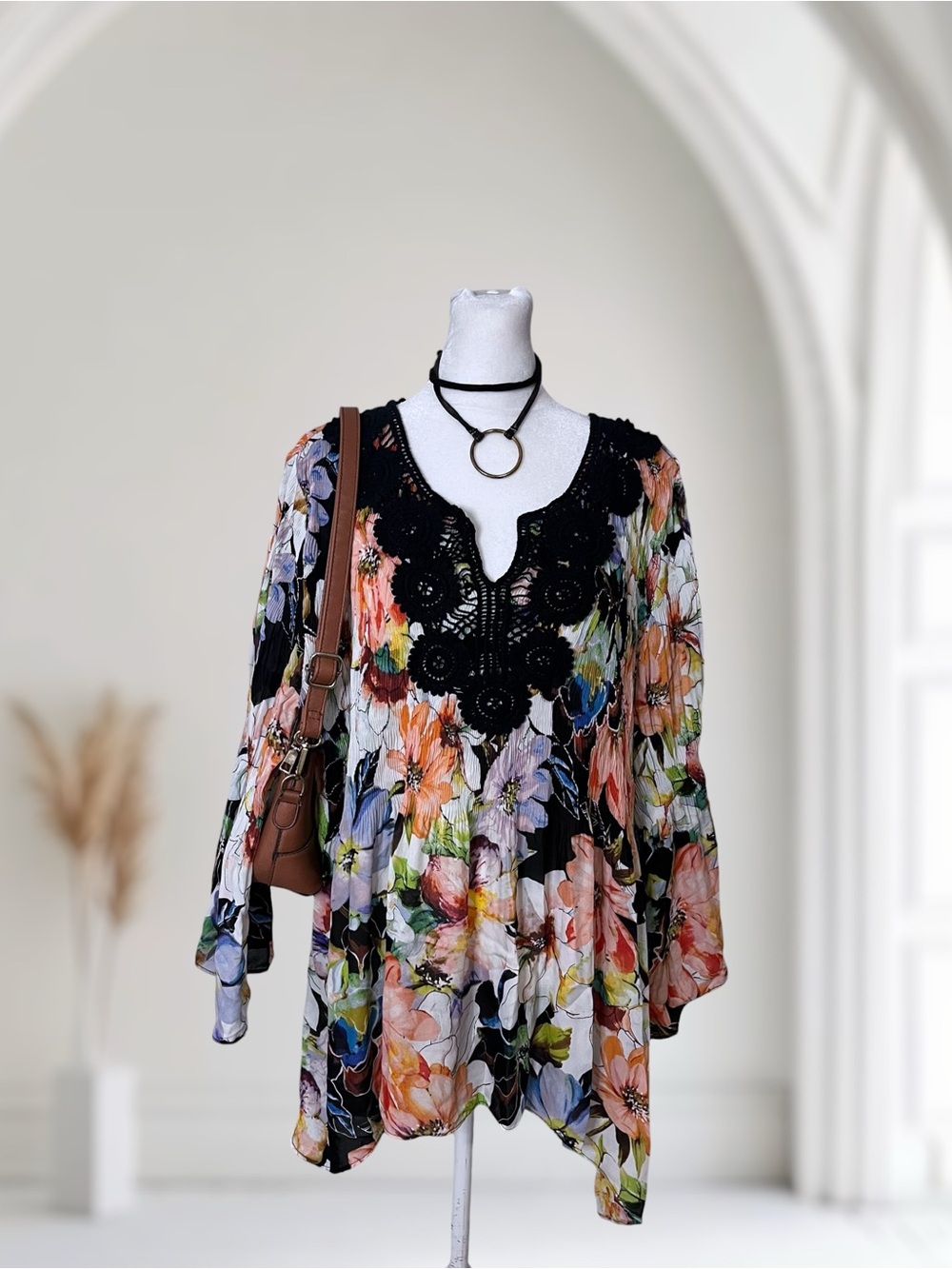 Spense Floral Print Tunic Top Size 2X